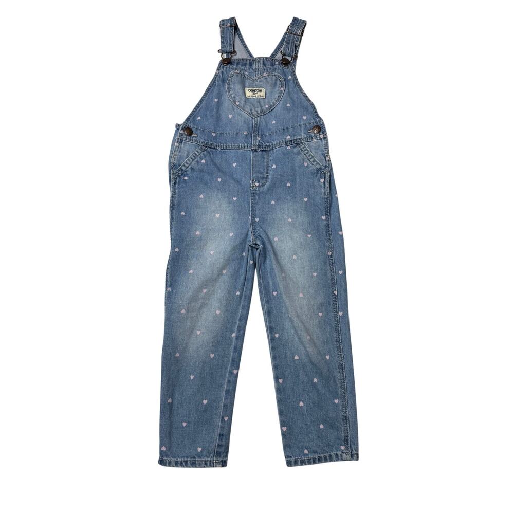 OshKosh B’gosh Pink Heart Denim Overalls 4T Toddler Girl